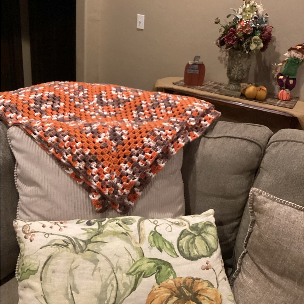Large, Cozy, Fall Colored Afghan Blanket